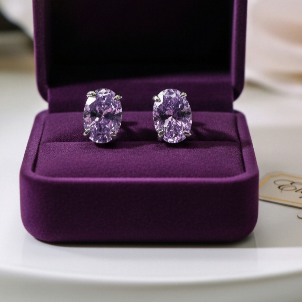 Elegant Purple Stud Earrings